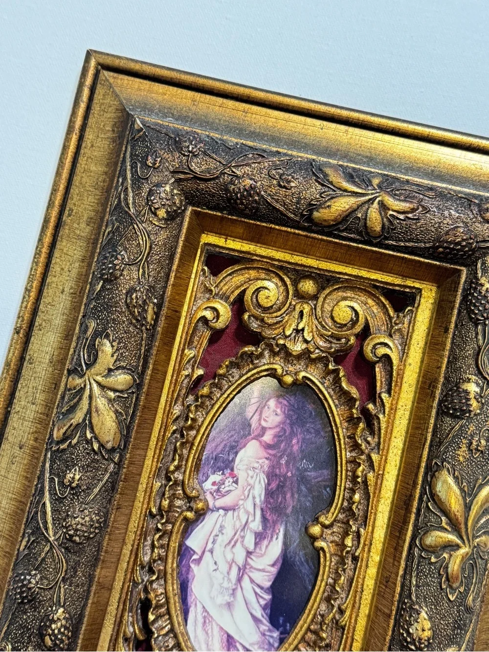 Rare Vintage ORNATE GOLD FRAME OPHELIA BY ARTHUR HUGHES PRINT 15” X 10”